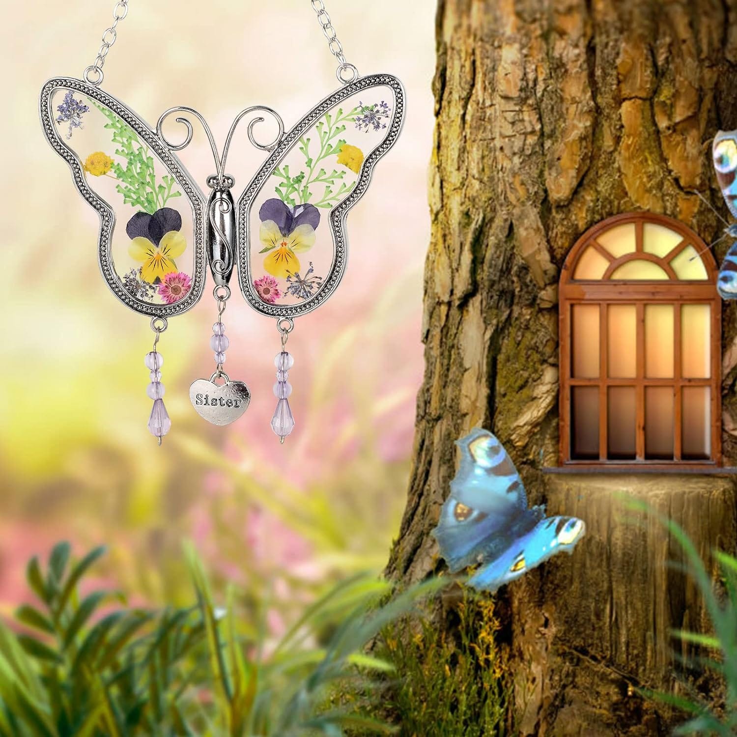 Campanilla de viento solar de colibrí al aire libre, regalo para papá, mamá, abuela, esposa, hija, hermana, tía, abuela, mujeres, decoración al aire libre para patio, jardinería - Image 24