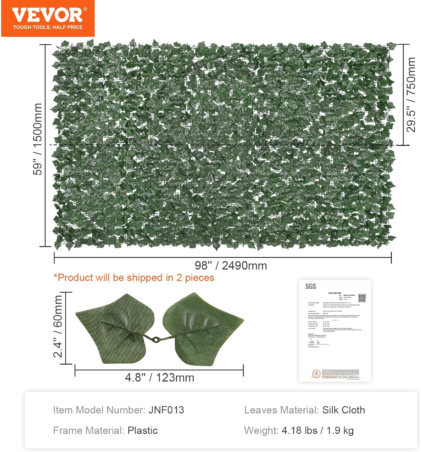 VEVOR Ivy - Valla de privacidad, pantalla de pared verde artificial, valla de hiedra verde con junta reforzada, setos sintéticos para decoración de hojas de vid para jardín, patio, balcón, decoración de patio y patio - Image 40