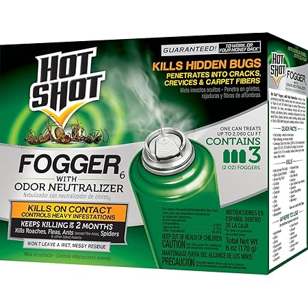 Hot Shot Pest Control Fogger, Kills Roaches, Ants, Spiders & Other Insects On Contact, Controls Heavy Infestations Indoorsy, 6-pack - 18-count