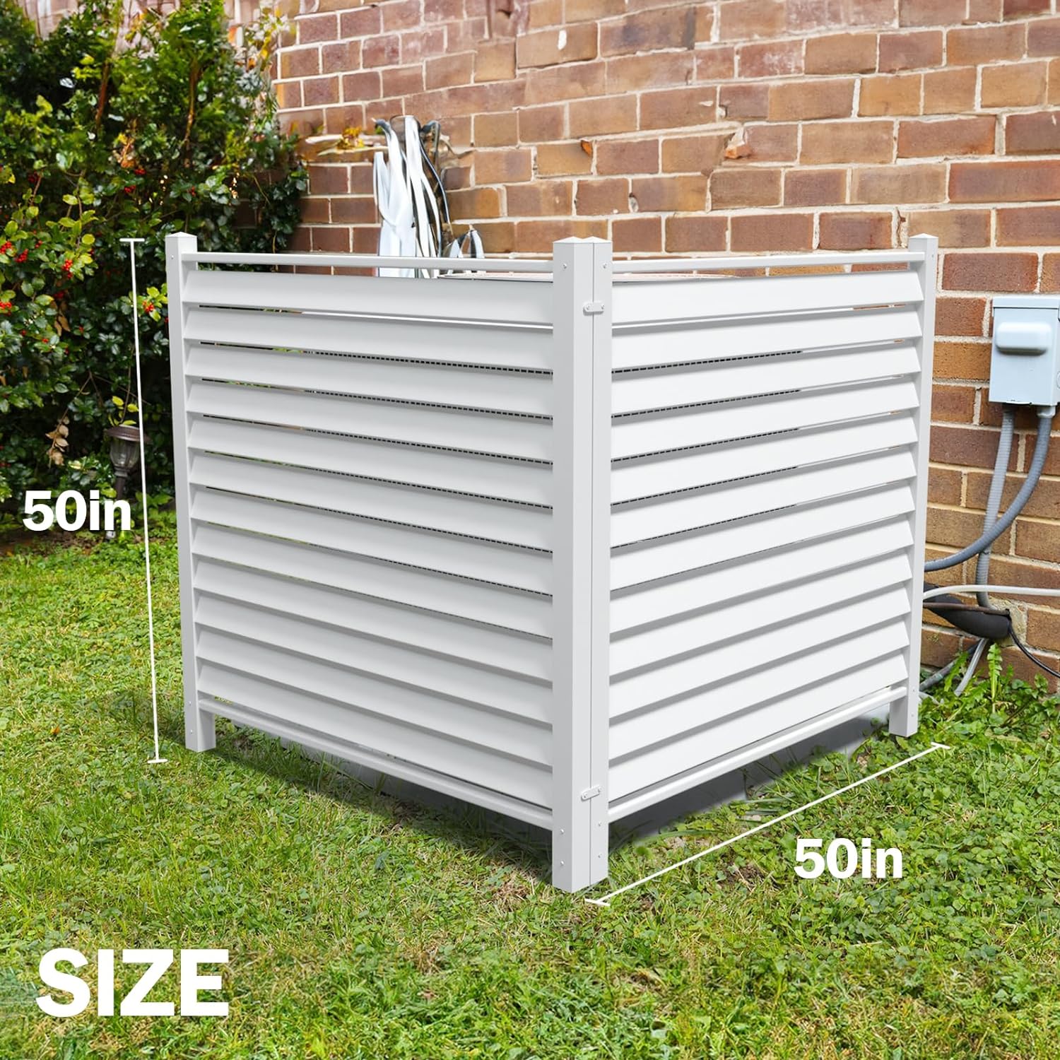 Caprihom Rejilla para valla de aire acondicionado de 50 pulgadas de ancho x 50 pulgadas de alto, carcasa de vinilo para valla de privacidad, panel de pantalla para equipo de piscina, kit de paneles y pantallas de privacidad para exteriores (paquete de 2) - Image 27
