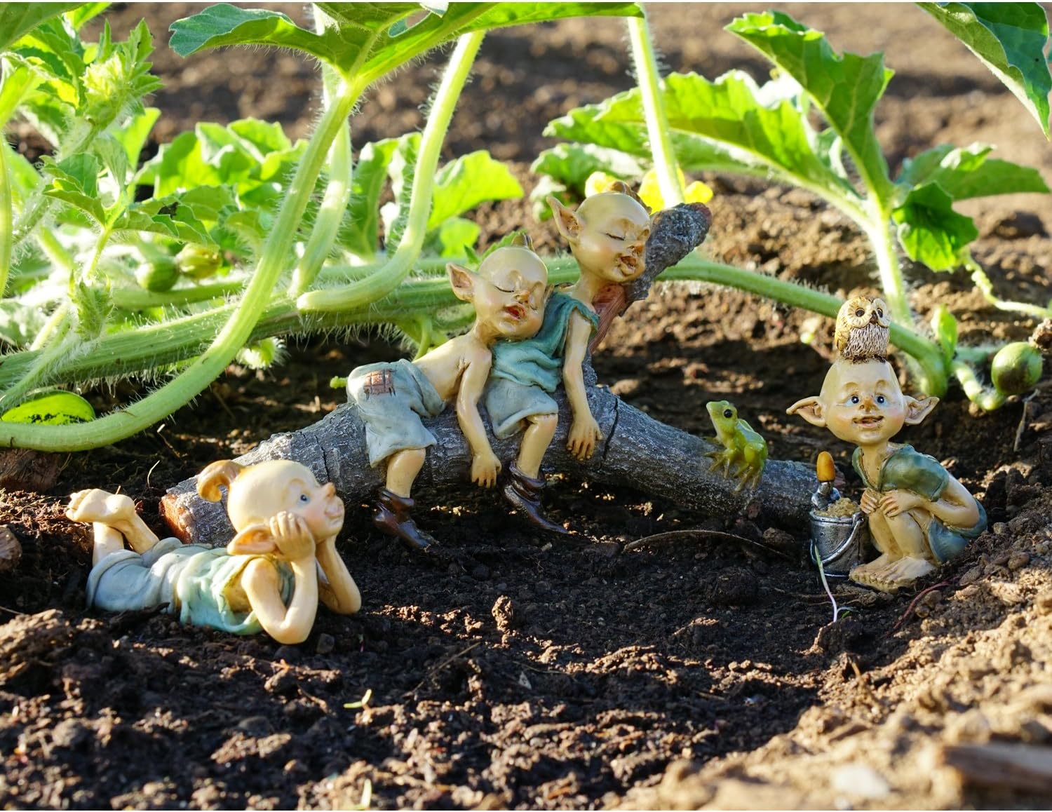 Top Collection Miniature Fairy & Terrarium Twin Garden Pixies Napping on Tree Log Statue, Small - Image 3