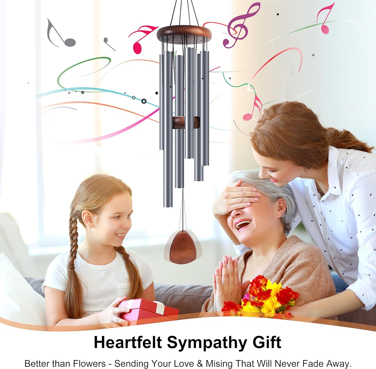Large Aluminium Wind Chimes 37" Inches to Create a Zen Atmosphere for Outdoor, Garden, Patio Decoration with Wind Catcher, Classic Black, Suitable as A Gift for Unisex - Image 48