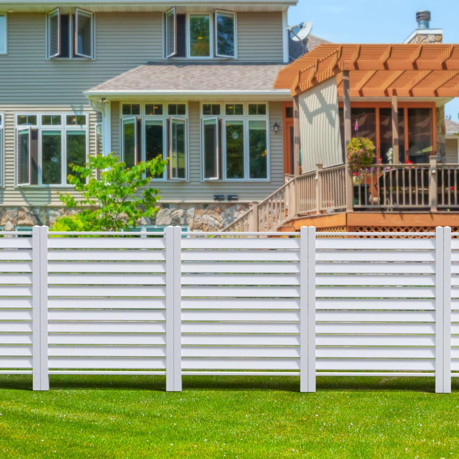 Caprihom Rejilla para valla de aire acondicionado de 50 pulgadas de ancho x 50 pulgadas de alto, carcasa de vinilo para valla de privacidad, panel de pantalla para equipo de piscina, kit de paneles y pantallas de privacidad para exteriores (paquete de 2) - Image 19