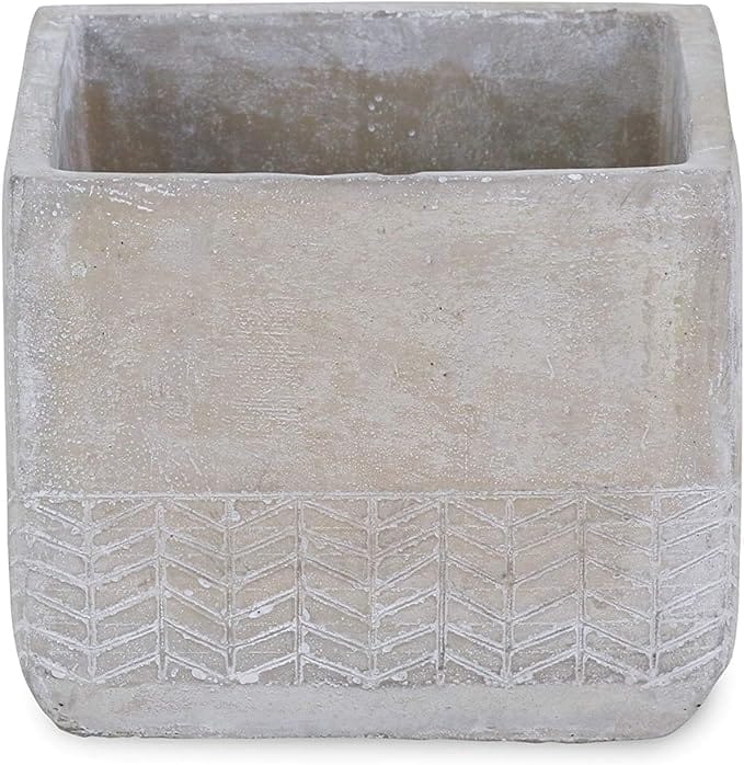 Cheung's Square Cement Arrow Design Ceramic Planter, Gray - Image 3