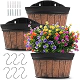 Quarut Large Wall Planter Set of 3 Pack,12 inchs Wall Hanging Planter Distressed Oak,Thickened Plastic Water Storage Flower P