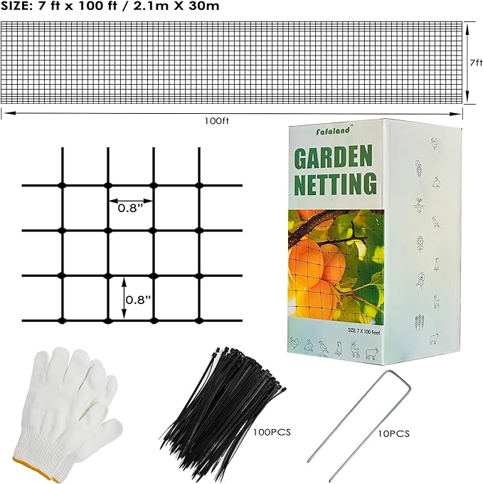 Fafaland Bird Netting 7X100 Feet for Garden Protection, Temporary Reusable Fence Barrier Anti Birds, Flexible Plastic Trellis Netting for Vegetables Fruit Flowers Crops Fence Cover. (7'x100') - Image 3