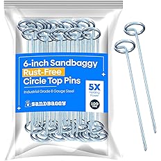 Sandbaggy Garden Staples - Landscape Staples 6-inch Circle Top Pins for Landscaping and SOD - Landscape Pins Garden Stakes We
