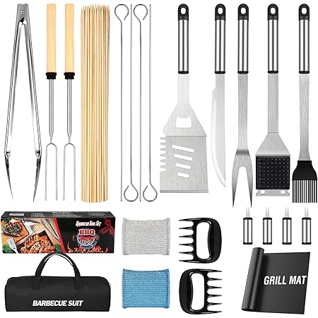 Grill Tools, BBQ Accessories, Grill Accessories, Grill Set for Outdoor Grill, Grill Utensils Stainless Steel Grilling Tools Grill Kit, 122PCS Grilling Gifts for Men Women Christmas