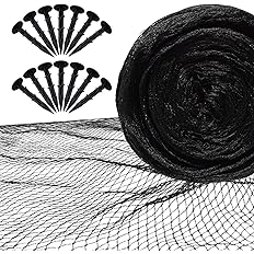 Pond Netting 7'x10' Heavy Duty Mesh Pond Cover Nets for Leaves and Protecting Koi Fish from Heron Birds, Cats - 12 Stakes Inc