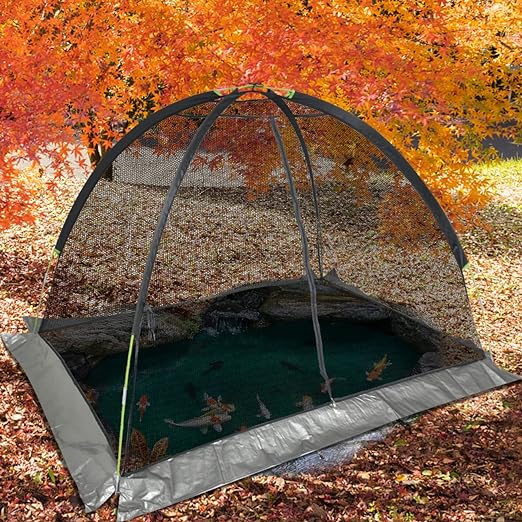 Pond Net Covers Dome for Outdoor Ponds Garden Winter Cover with Zipper & Stakes, Premium Nylon Material Fish Pond Leaf Netting Cover Dome Net