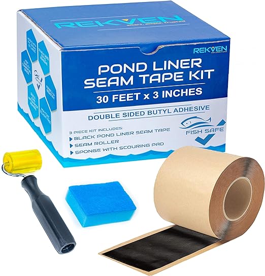 REKVEN - Pond Liner Seam Tape, Double Sided Butyl Adhesive, 3" x 30'