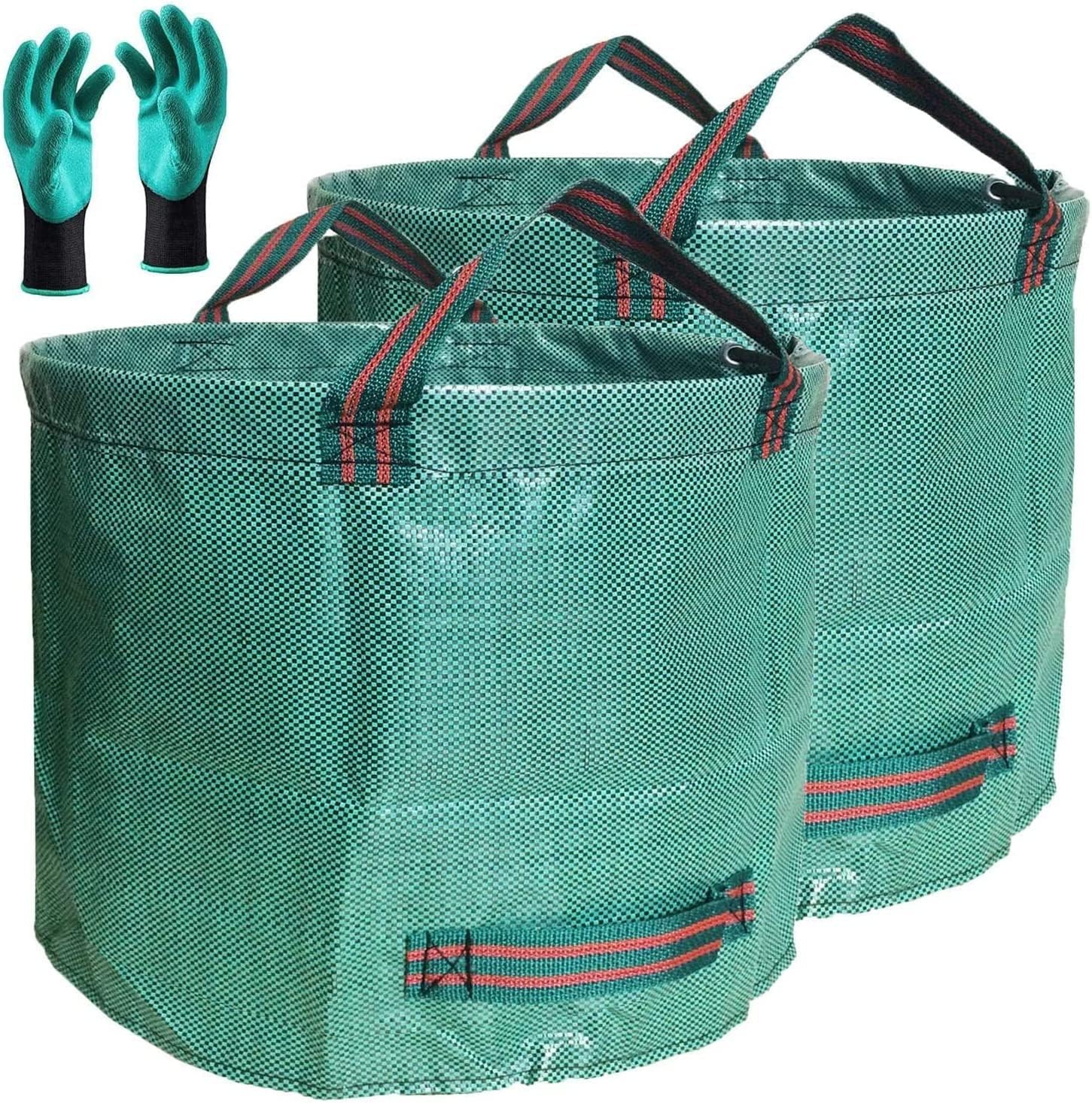 Professional 2-Pack 137 Gallon Lawn Garden Bags (D34, H34 inches) Yard Waste Bags with Garden Gloves, Large Leaf Bags,Yard Debris Bags,Gardening Clippings Bags,Leaf Container,Lawn Trash Bags 4 Handles