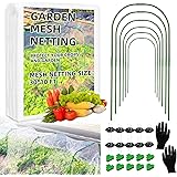Garden Netting Kit, 10x30 Ft Pest Barrier Bird Ultra Fine Mesh Netting with 6Sets Garden Hoops & 36 Clips for Raised Beds, Ga