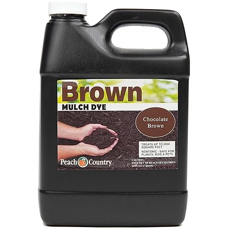 Peach Country Chocolate Brown Mulch Dye Color Concentrate - 2,800 Sq. Ft. - Brighten Up Your Old Mulch Beds Easily with Our Premium Mulch Dye (1 Quart, Brown)