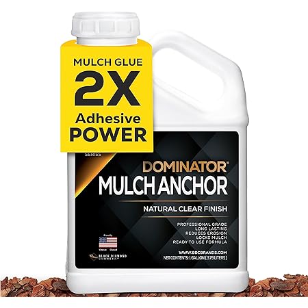 DOMINATOR Mulch Anchor 1 Gallon - Mulch Glue and Pea Gravel Stabilizer, Ready to Use Spray, Lasts up to 2 Years, Fast-Dry, Non-Toxic, Strong Mulch Glue for Landscapes