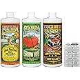 Fox Farm Fertilizer Soil Trio Liquid Nutrient: Tiger Bloom, Grow Big, Quart Bottles + Twin Canaries Chart (Pack of 3-32 oz )