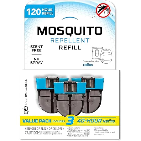 Rechargeable Mosquito Repeller Refills; Advanced Repellent Formula Provides 20’ Protection Zone; Compatible with Thermocell E-Series & Radius Only