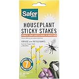 Safer Brand 5026 Houseplant Sticky Stake Insect Traps for Indoor Plants - Controls Fungus Gnats, Whiteflies, Midges, Thrips,