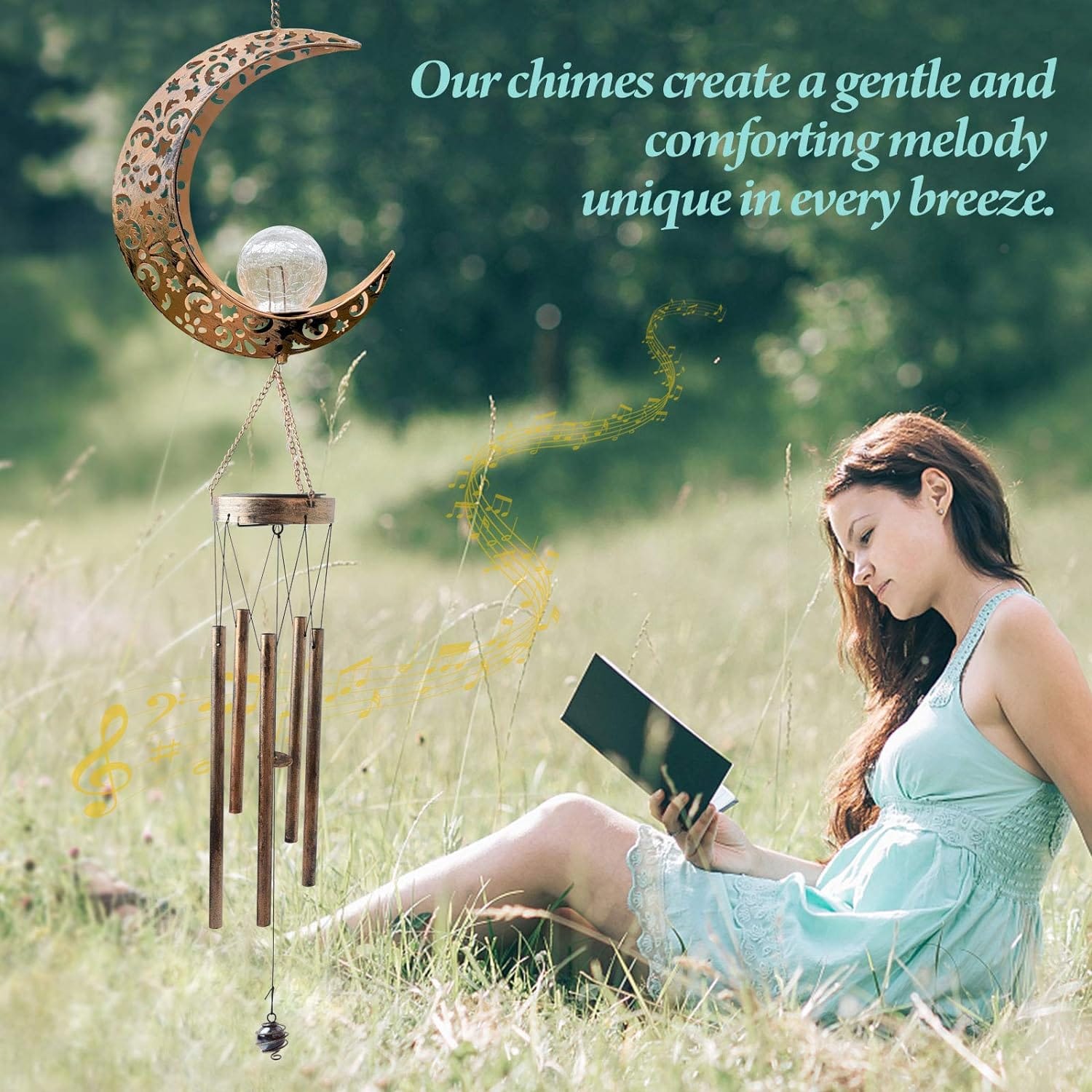 Campanilla de viento solar de colibrí al aire libre, regalo para papá, mamá, abuela, esposa, hija, hermana, tía, abuela, mujeres, decoración al aire libre para patio, jardinería - Image 51