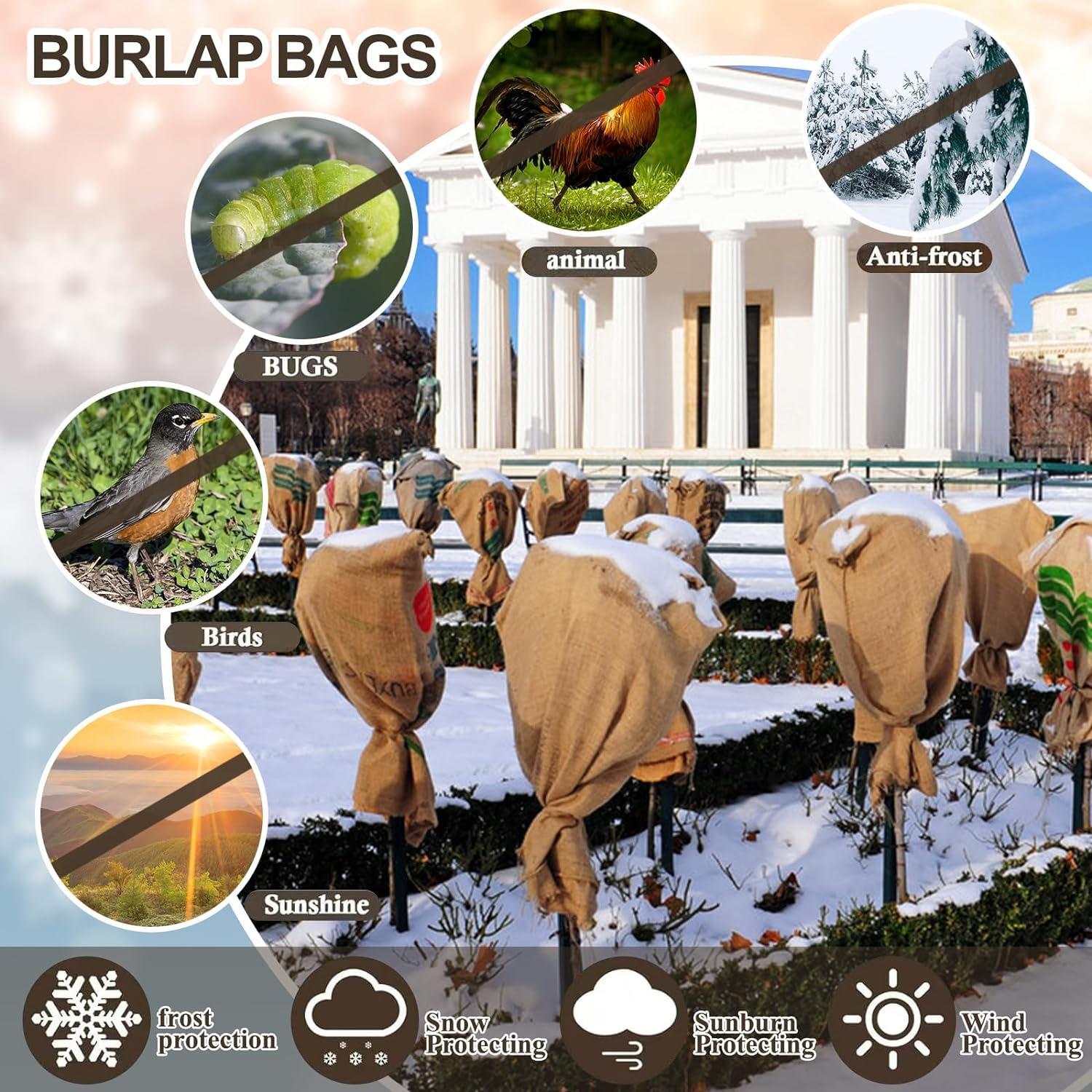 Burlap Bags 3pcs Heavy-Duty Large Potato Sack Race Bags 40'' x 24'' Thicken Burlap Sack with Ropes Reusable Woven Jute Bag for Backyard Vegetables Gardening Food Storage Kids - Holds Up to 50lbs - Image 2