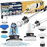 Electric Spin Scrubber, Cordless Shower Spin Scrubber with 6 Brush Heads, Long Extension Arm and Adapter, Household Cleaning