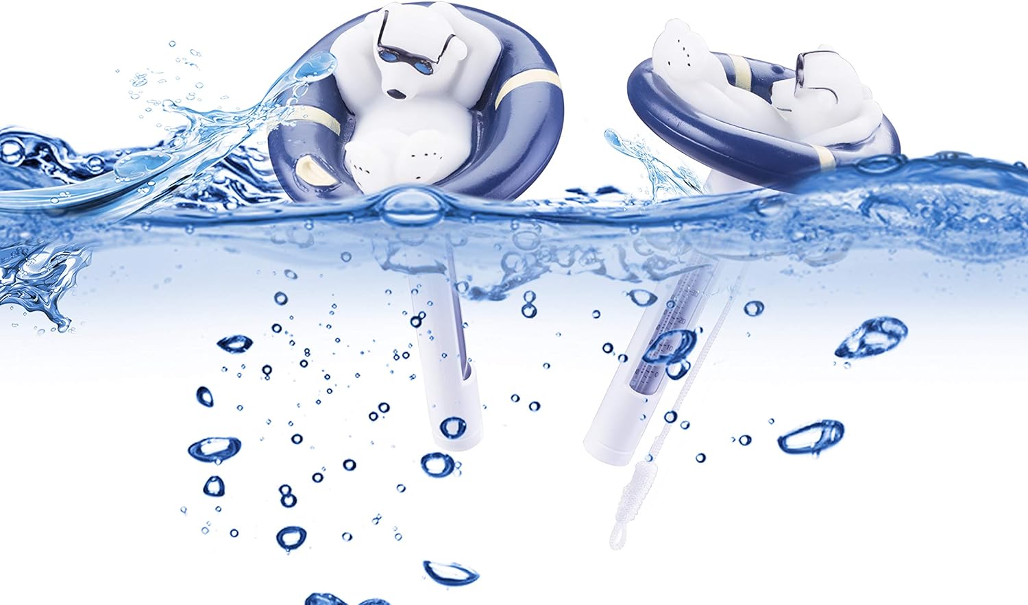 Roll over image to zoom in VacFlow Floating Pool Thermometer, Polar Bear with String, for Outdoor/Indoor Pool and Spa, Jacuzzi and Pond - Image 2