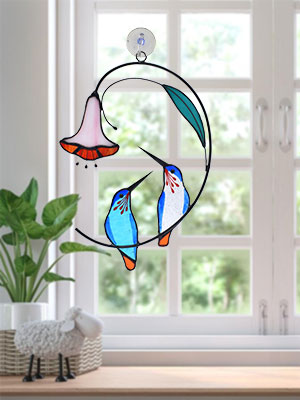 bluebirds stained glass