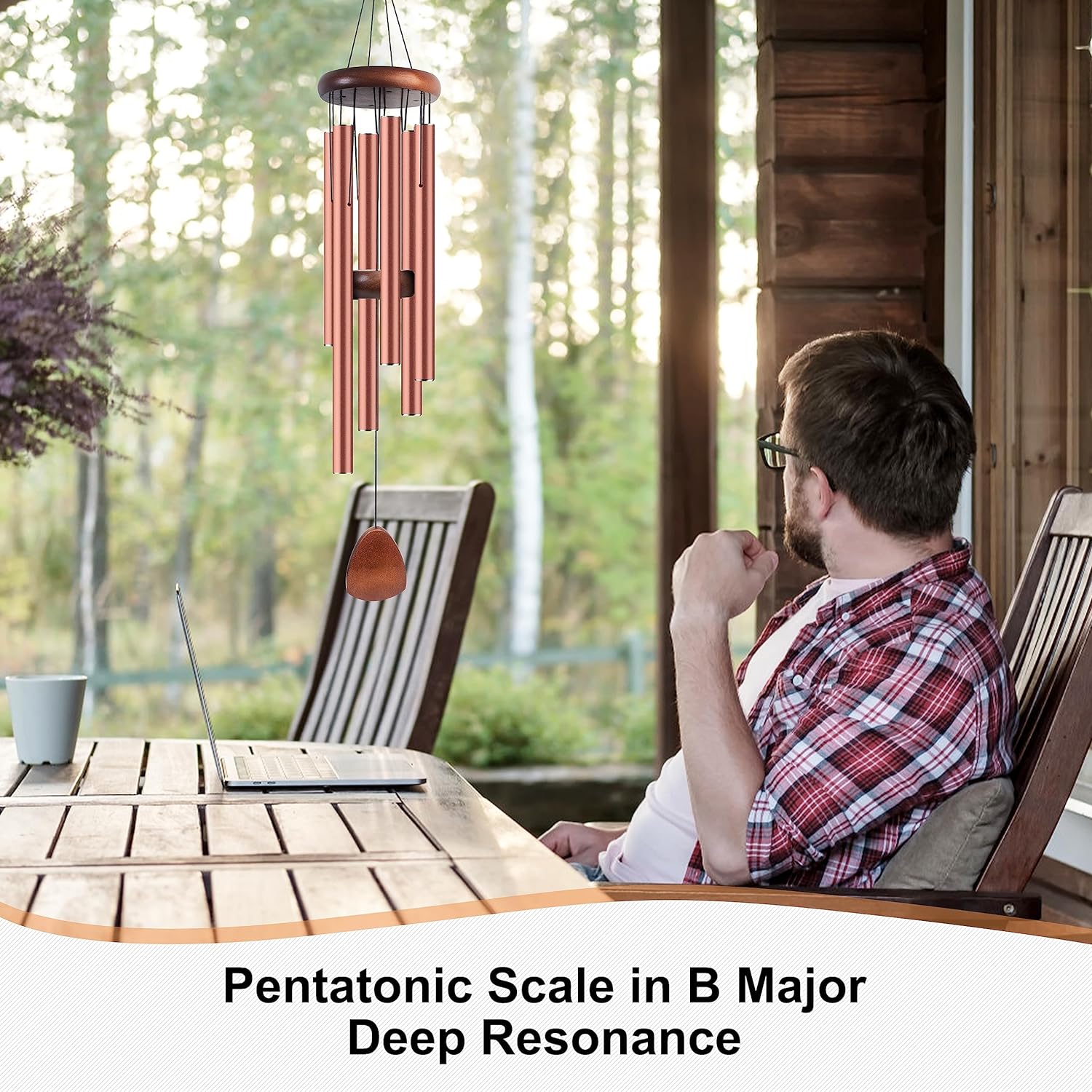 Large Aluminium Wind Chimes 37" Inches to Create a Zen Atmosphere for Outdoor, Garden, Patio Decoration with Wind Catcher, Classic Black, Suitable as A Gift for Unisex - Image 62