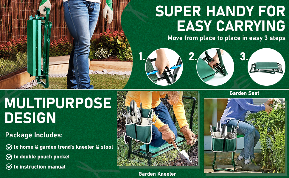 Garden Kneeler and Seat, Foldable Garden Stool Heavy Duty Gardening Bench