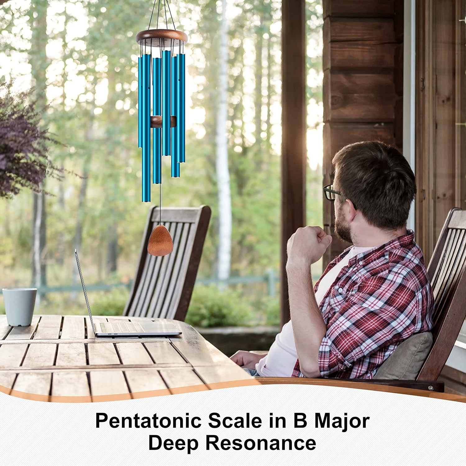 Large Aluminium Wind Chimes 37" Inches to Create a Zen Atmosphere for Outdoor, Garden, Patio Decoration with Wind Catcher, Classic Black, Suitable as A Gift for Unisex - Image 20