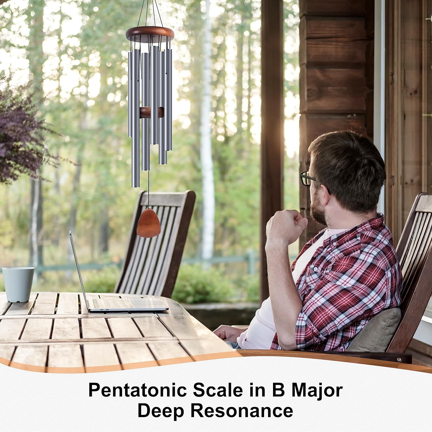 Large Aluminium Wind Chimes 37" Inches to Create a Zen Atmosphere for Outdoor, Garden, Patio Decoration with Wind Catcher, Classic Black, Suitable as A Gift for Unisex - Image 49