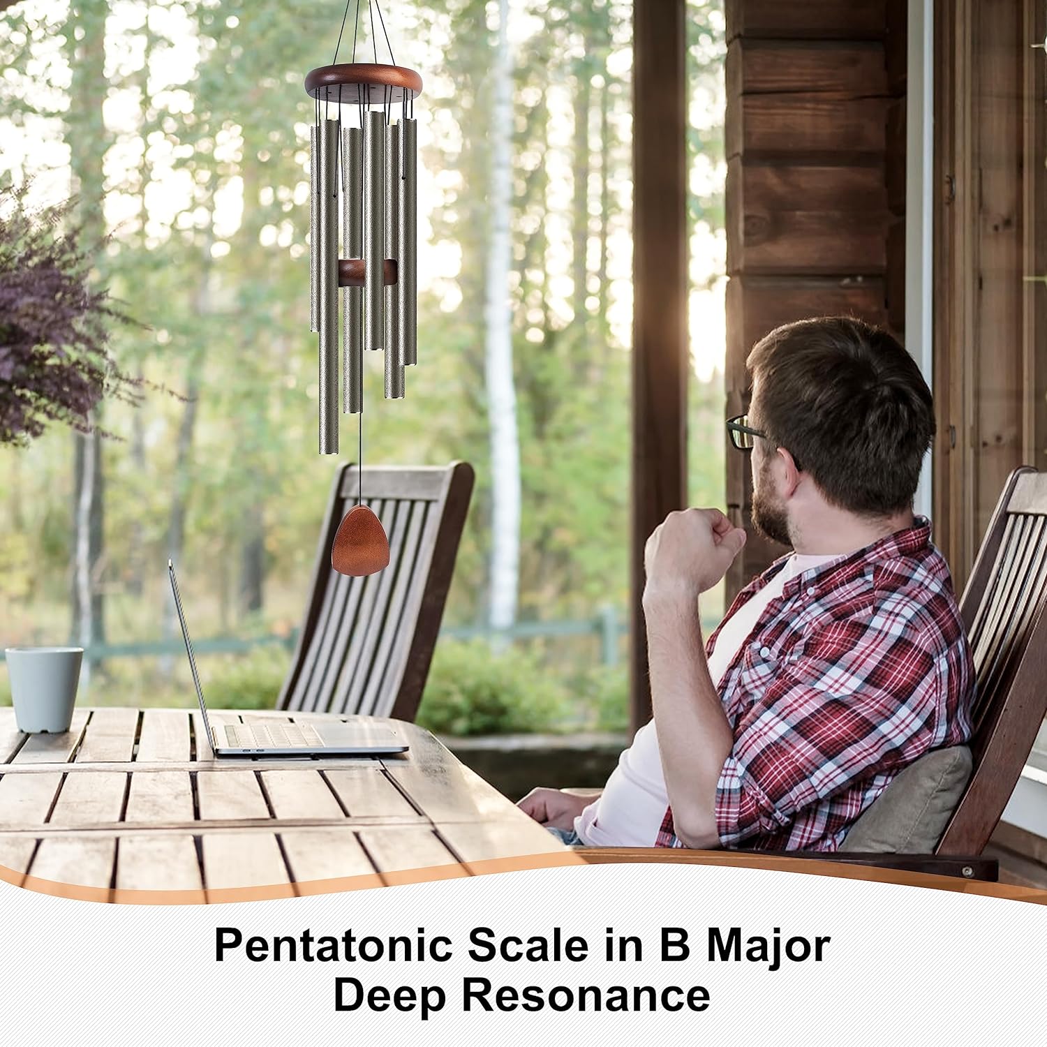 Large Aluminium Wind Chimes 37" Inches to Create a Zen Atmosphere for Outdoor, Garden, Patio Decoration with Wind Catcher, Classic Black, Suitable as A Gift for Unisex - Image 32