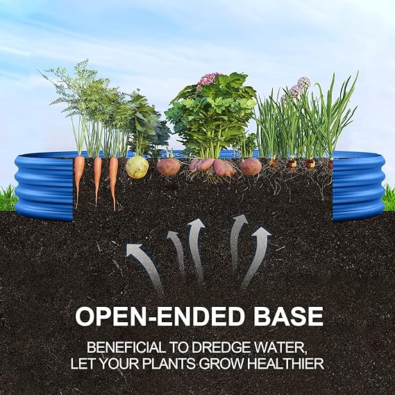 Land Guard Galvanized Raised Garden Bed Kit, Galvanized Planter Boxes Outdoor, Oval Large Metal Raised Garden Beds for Vegetables 4 x 2 x 1ft(1pcs) (Blue) - Image 3