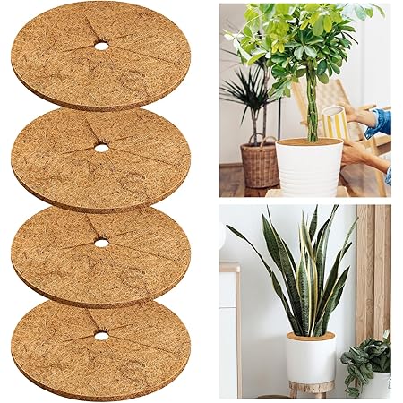 Legigo 4pcs Coconut Fiber Mulch Ring Tree Plant Protector Mat, 18 Inch Natural Coco Coir Tree Protection Ring Plant Pot Soil Cover, Tree Rings Disc Plant Cover for Indoor Outdoor Plants,Landscaping
