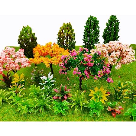 MOMOONNON 28 Pcs Miniature Fairy Garden Tree Plant Ornament, Mixed Model Trees 1-3 Inches, Miniature Dollhouse Pots Decor Moss Bonsai Micro Landscape DIY Craft Garden Ornament