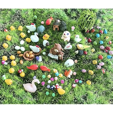 JKanruh 101 Pieces Miniature Animals,Fairy Garden Accessories,Miniature Toy Animals Ornament Kits Set for DIY,Fairy Garden Dollhouse,DIY Terrarium,Flower Pots Ornaments,Craft Decor