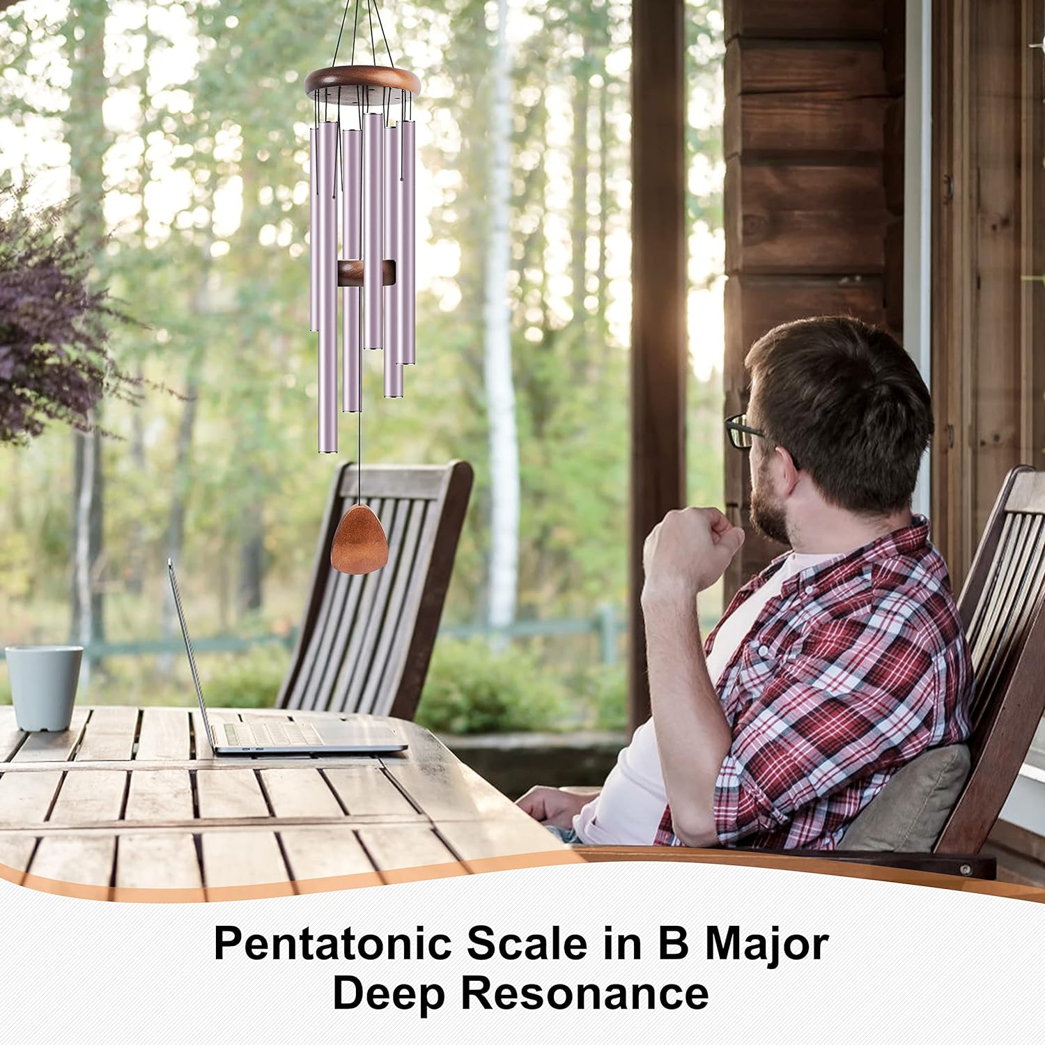 Large Aluminium Wind Chimes 37" Inches to Create a Zen Atmosphere for Outdoor, Garden, Patio Decoration with Wind Catcher, Classic Black, Suitable as A Gift for Unisex - Image 26