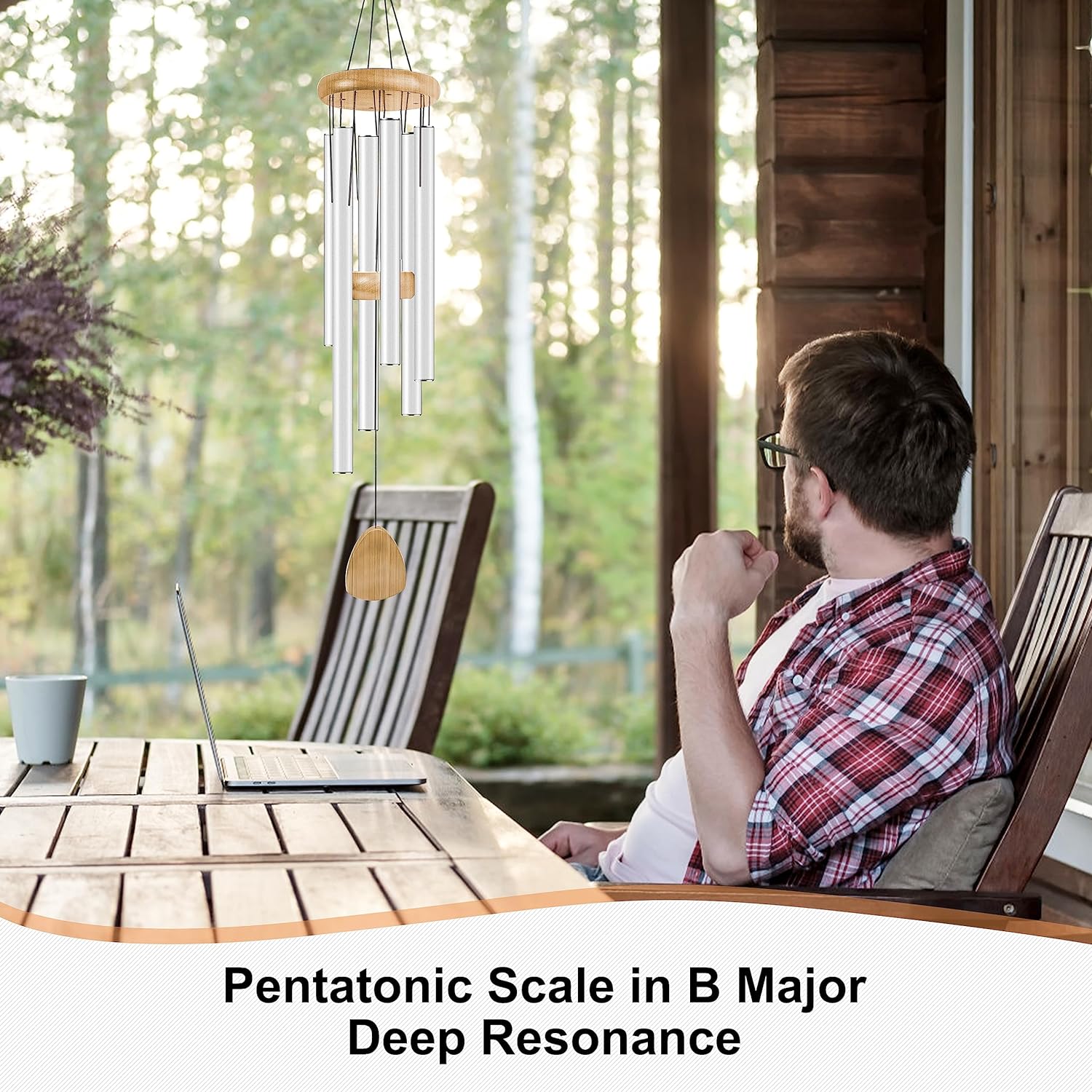 Large Aluminium Wind Chimes 37" Inches to Create a Zen Atmosphere for Outdoor, Garden, Patio Decoration with Wind Catcher, Classic Black, Suitable as A Gift for Unisex - Image 45