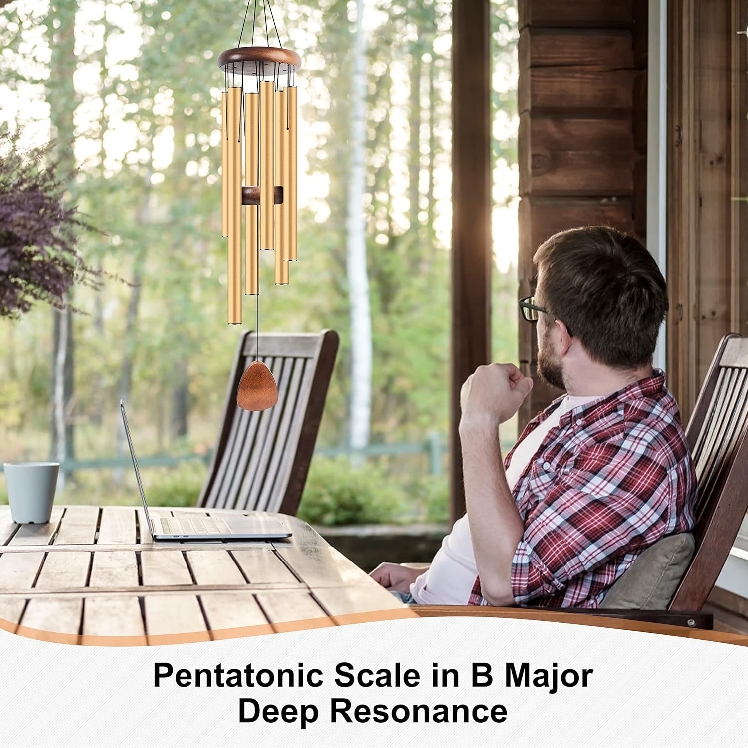 Large Aluminium Wind Chimes 37" Inches to Create a Zen Atmosphere for Outdoor, Garden, Patio Decoration with Wind Catcher, Classic Black, Suitable as A Gift for Unisex - Image 38