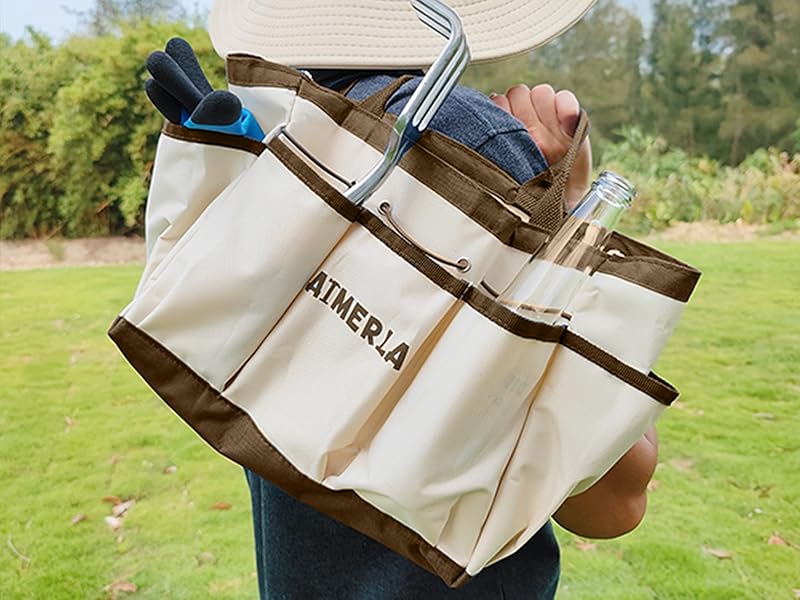brown gardening bag