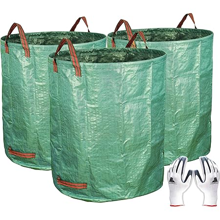 Gardzen 3-Pack 72 Gallons Garden Bag - Reuseable Heavy Duty Gardening Bags, Lawn Pool Garden Leaf Waste Bag