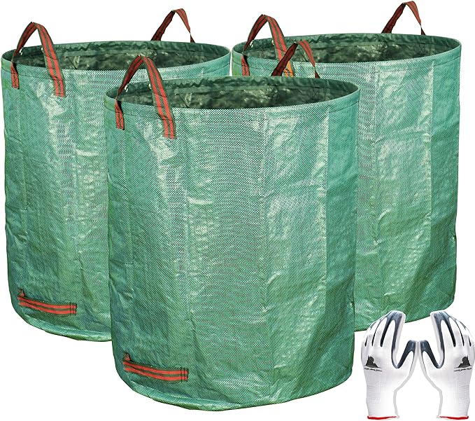 Gardzen 3-Pack 72 Gallons Garden Bag - Reuseable Heavy Duty Gardening Bags, Lawn Pool Garden Leaf Waste Bag