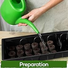 Planting peat pellet tray water