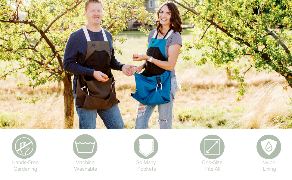 The Roo Gardening Apron With Pockets for Tools and Harvesting Pouch - for Men and Women