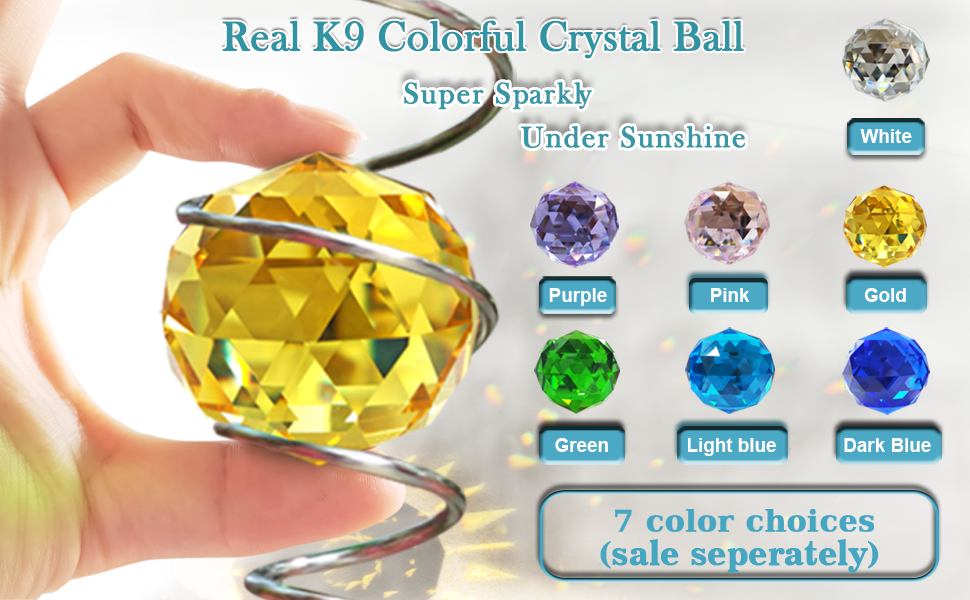 Fonmy Wind Spinner Stabilizer Real K9 Crystal Ball Spiral-Hanging Ornament with Crystal