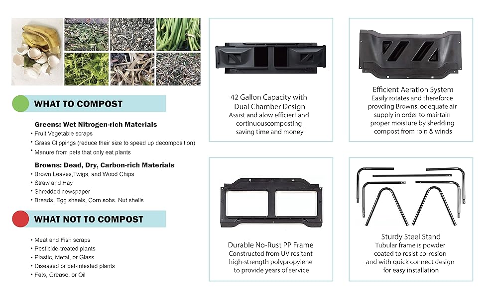 Miracle-Gro Vivosun Compost Tumbler spring garden soil backyard lawn composter flower plant