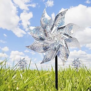 10 Pack Reflective Pinwheels with Stakes