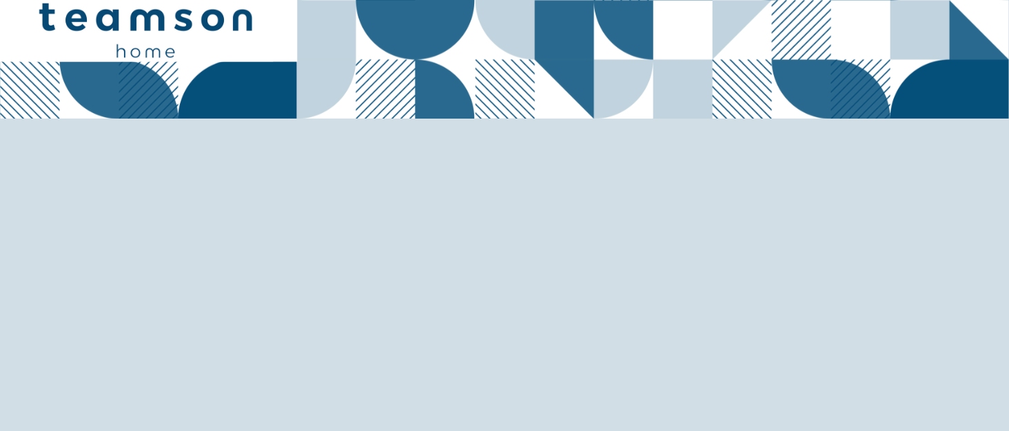 Teamson Home background with logo and patternin blue
