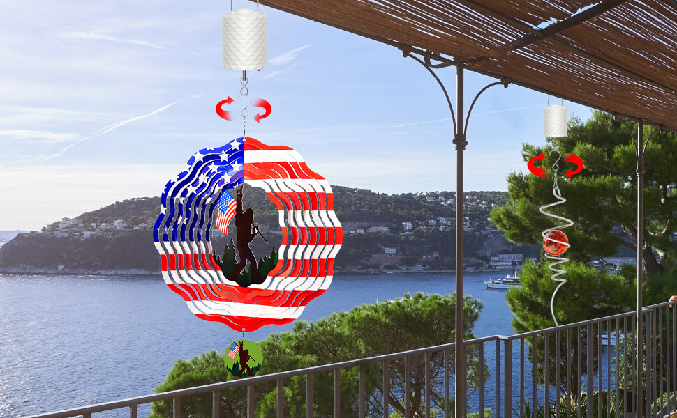 beautiful shiny 3D wind spinner metal hanging gifts