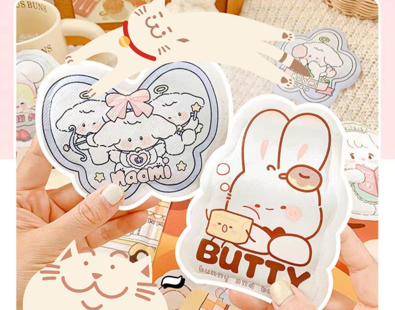 Female heating warm-up sticker cartoon